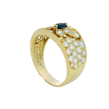 Van Cleef & Arpels Butterfly Sapphire Diamond Ring 18K Yellow Gold