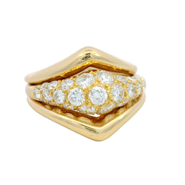 Van Cleef & Arpels Diamond Ring Three Piece Set 18K Yellow Gold Size 5.5