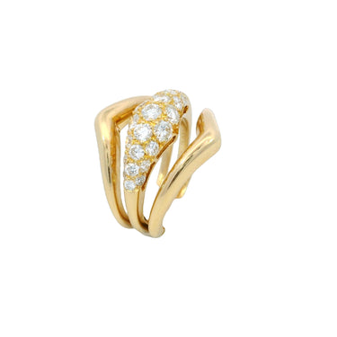 Van Cleef & Arpels Diamond Ring Three Piece Set 18K Yellow Gold Size 5.5