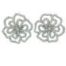 Modern Diamond Flower Earrings 18K White Gold Post Back Studs