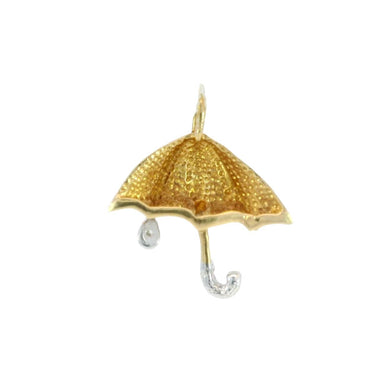 Vintage Umbrella Diamond Charm Pendant 14 Karat Yellow Gold