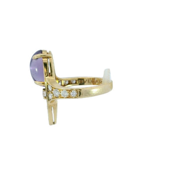 Bvlgari Elisia Ring Amethyst Diamonds 18K Yellow Gold Size 6