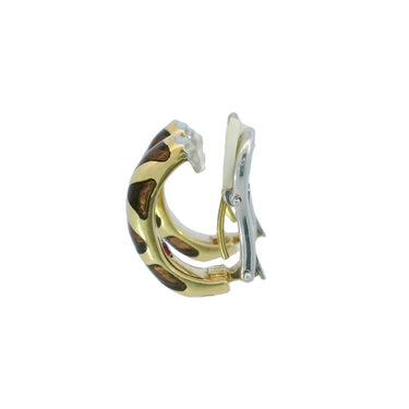 Roberto Coin Enamel Giraffe Hoop Clip Earrings 18K Yellow Gold