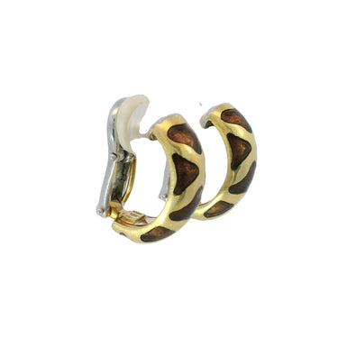 Roberto Coin Enamel Giraffe Hoop Clip Earrings 18K Yellow Gold