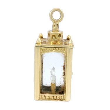 Vintage Diamond Lantern Pendant 14K Yellow Gold