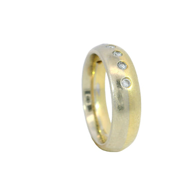 Vintage Two-Tone 18K Diamond Split Ring White and Yellow Gold Size 7
