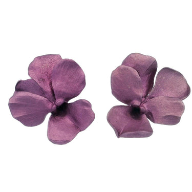 Jar Aluminum Pansy Earrings Paris 18K Yellow Gold Clip ons