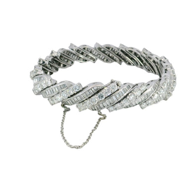 Platinum Diamond Swirl Bracelet Midcentury ~13.56ctw 'Barber Poll' Bracelet 6"