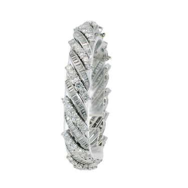 Platinum Diamond Swirl Bracelet Midcentury ~13.56ctw 'Barber Poll' Bracelet 6"