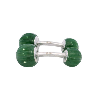 Cartier Jade Bead Cufflinks Diamond Accents in 18K White Gold