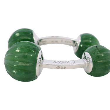 Cartier Jade Bead Cufflinks Diamond Accents in 18K White Gold