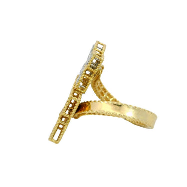 Roberto Coin Venetian Princess Flower Bypass Ring with Diamonds 18K Yellow Gold