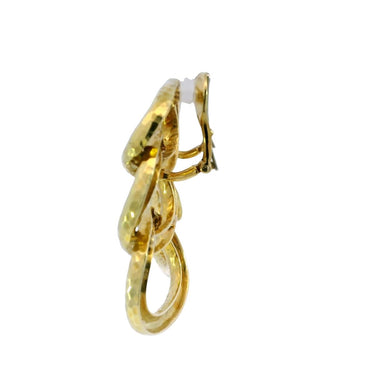 David Webb Hammered Door Knocker Earrings Three Hoop 18K Yellow Gold
