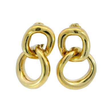 David Webb Doorknocker Earrings Clip Ons Double Hoop 18K Yellow Gold
