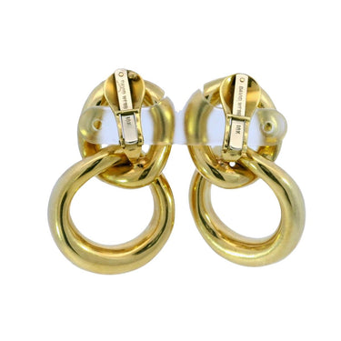 David Webb Doorknocker Earrings Clip Ons Double Hoop 18K Yellow Gold