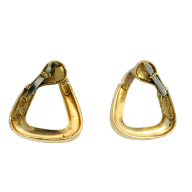 David Webb Triangular Hoop Clip On Earrings 18K Yellow Gold