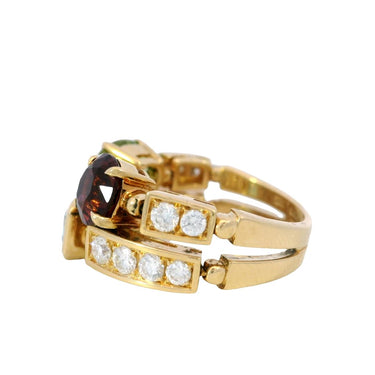 Bulgari Allegra Ring 18K Yellow Gold Diamond and Gemstone Two Row