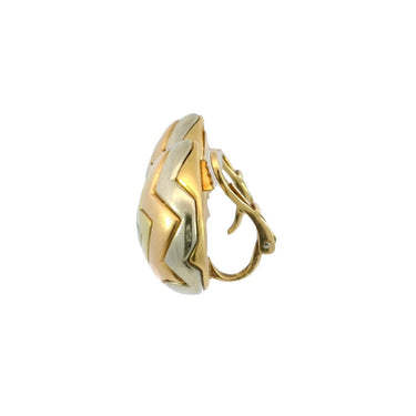 Bulgari Pyramid Geometric Earrings 18K Tricolor 1980's Clip-ons