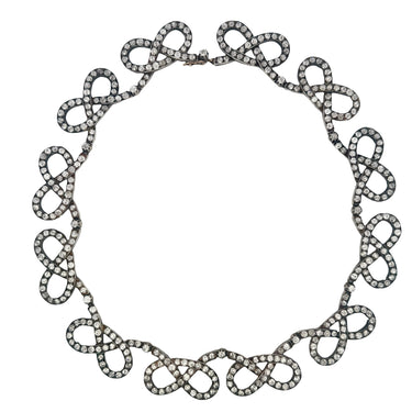 Edwardian Diamond Choker Necklace Silver Topped Gold Infinity Link ~31.9ctw