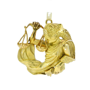 David Web Pendant 18K 'Lady Justice' Yellow and White Gold