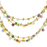 Marco Bicego 3 Strand Multi Gem Necklace 18K Gold Briolette Cut Paradise Design