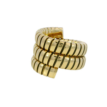 Bulgari Tubogas Snake Ring 18K Yellow Gold Size 5-6