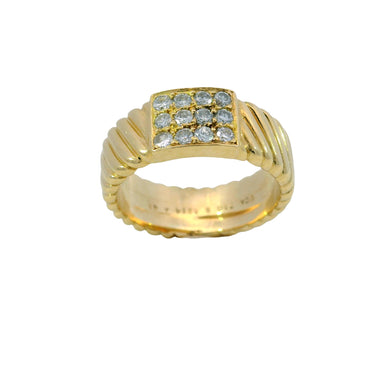 Van Cleef Diamond Square Ring French Vintage 18K Yellow Gold Size 5.75