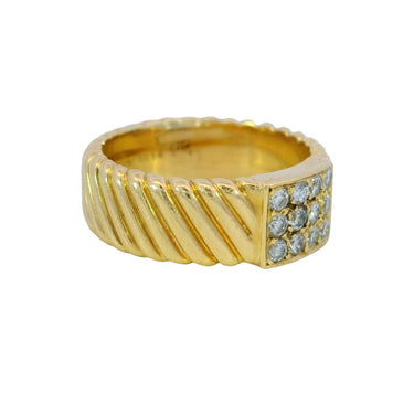 Van Cleef Diamond Square Ring French Vintage 18K Yellow Gold Size 5.75
