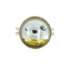 Victorian Essex Crystal Ring Reverse Painted Terrier Dog 14K Yellow Gold Size 6