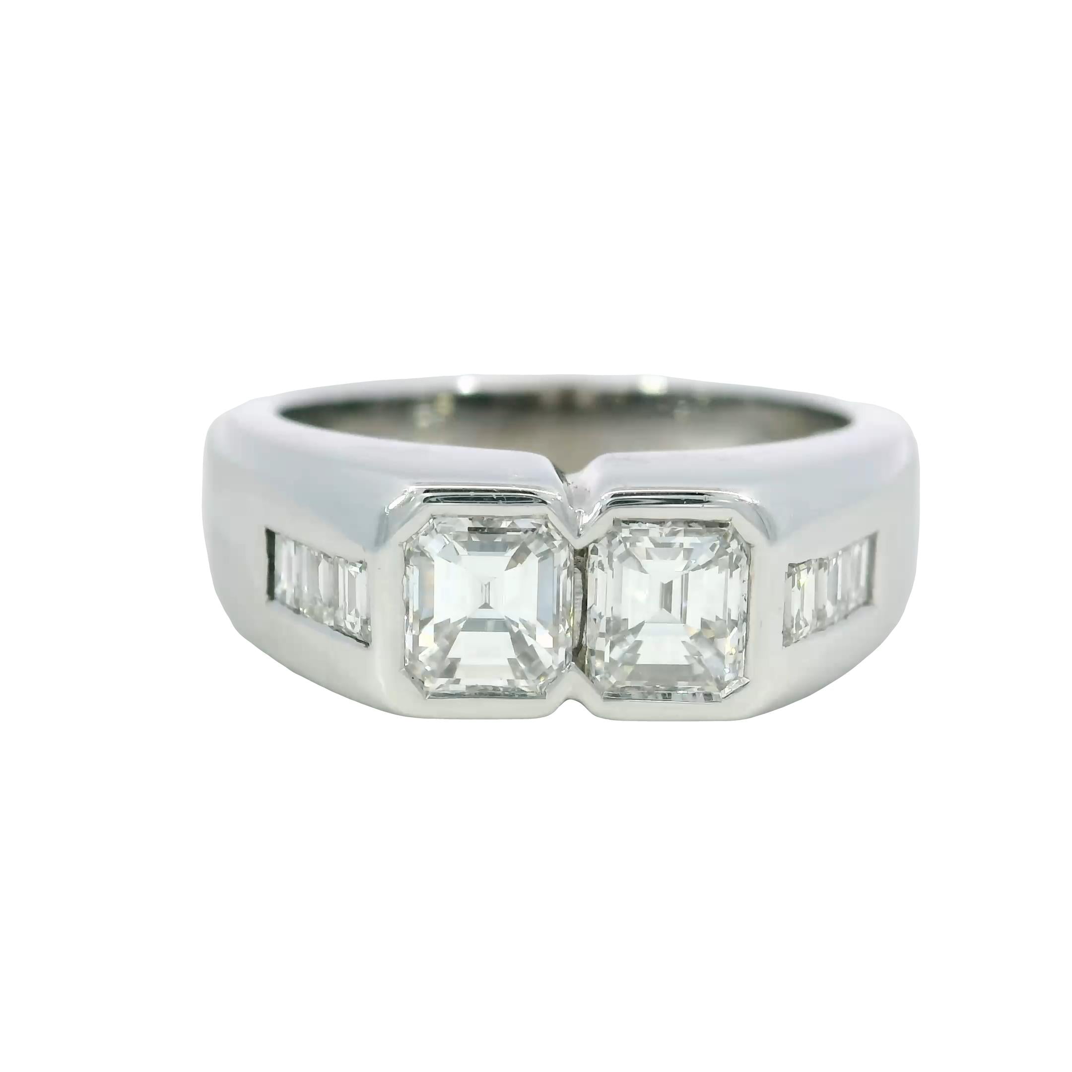 Vintage 18K Emerald Cut Diamond Italian White Gold Ring Size 7