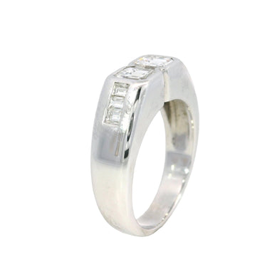 Vintage 18K Emerald Cut Diamond Italian White Gold Ring Size 7