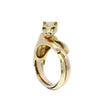 Vintage Cartier Trinity Panther Ring 18K Gold Diamond Nose and Emerald Eyes