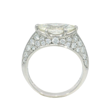 Vintage Diamond Engagement Ring East West Marquise Pave Set Platinum Mounting