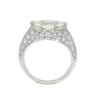 Vintage Diamond Engagement Ring East West Marquise Pave Set Platinum Mounting