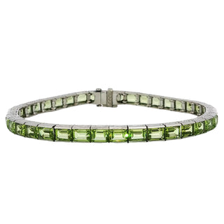 Platinum Straight Line Bracelet Peridot Art Deco Style ~17.5ctw Peridot
