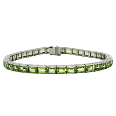 Platinum Straight Line Bracelet Peridot Art Deco Style ~17.5ctw Peridot