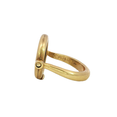 18K Ancient Coin Flip Ring Bezel Set Silver Coin Yellow Gold Size 8.75