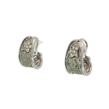 Carrera y Carrera 18K Gold Diamond Earrings Floral Motif Clip On Closure