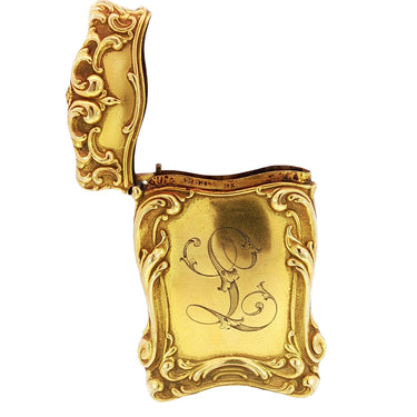 Art Nouveau Vespa Matchbox Holder 14K Yellow Gold 1890's
