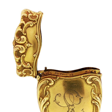 Art Nouveau Vespa Matchbox Holder 14K Yellow Gold 1890's