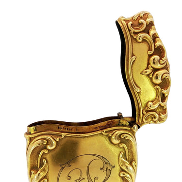 Art Nouveau Vespa Matchbox Holder 14K Yellow Gold 1890's