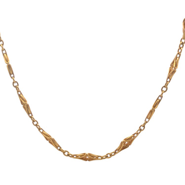 French Art Nouveau Fancy Chain Link Necklace 34 Inches in 18 Karat Yellow Gold