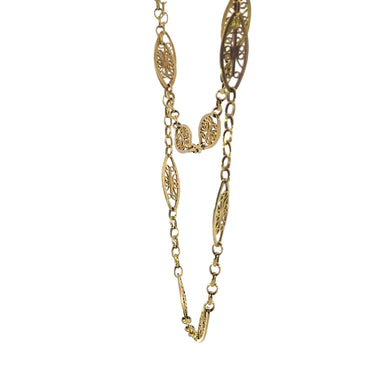 French Art Nouveau Fancy Chain Link Chain Necklace in 18 Karat YG 40 Inch Length