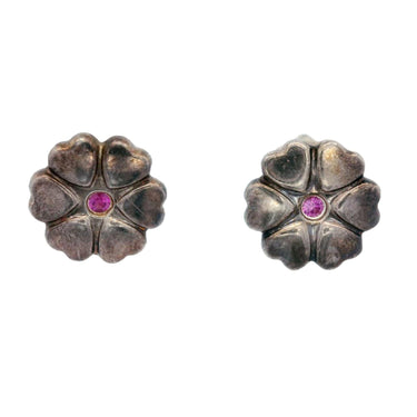 Tiffany & Co. Paloma Picasso Pink Sapphire Heart Studs in Sterling Silver