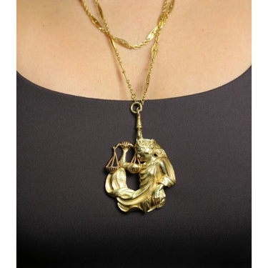 David Webb Pendant 18K 'Lady Justice' Yellow and White Gold