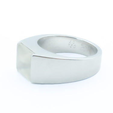 Vintage Cartier Modernist Tank Solo Moonstone Ring Size 50 18 Karat White Gold