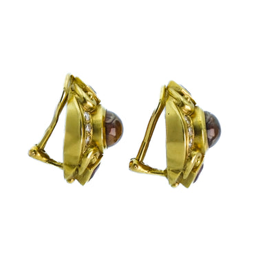 Multi-Gemstone 14 Karat Yellow Gold Clip-On Earrings with Diamonds, Citrine