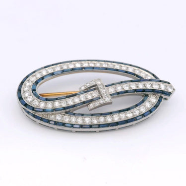 Art Deco E.M. Gattle & Co. Platinum With Diamonds and Sapphires Belt Brooch