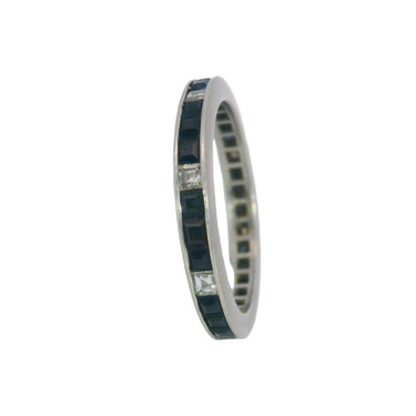 Vintage Platinum Eternity Band with Sapphire and Diamonds