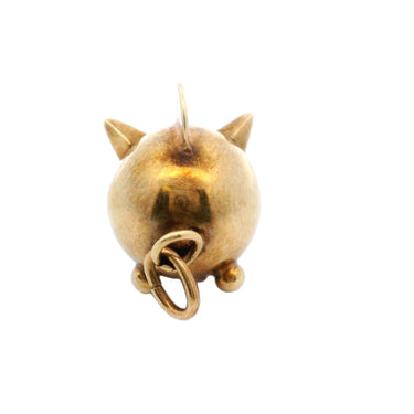 Rare European Antique Pig Bank Eating an Enamel Clover Made in 14K Gold